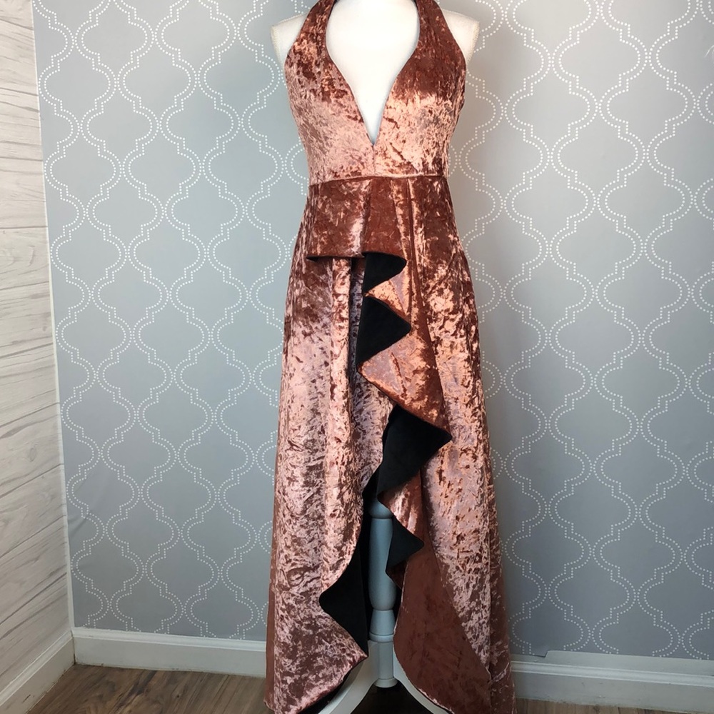 Latiste pink crushed velvet maxi dress small